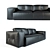 Modern Bergen Sofa in Beige and Black Leather 3D model small image 2