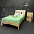 Italian Pencil Design Bed & Nightstand 3D model small image 1