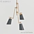 Bronze Rod 3-Light Chandelier 3D model small image 1
