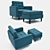 Azure Empress Armchair & Ottoman Set 3D model small image 1