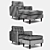 Azure Empress Armchair & Ottoman Set 3D model small image 2