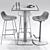 Infiniti Plano + 3 Stools: Sleek Design and Versatility 3D model small image 3