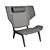 Modern Oak Wingback Chair 3D model small image 3