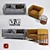 Modern Grey & Yellow Fabric Sofa Set 3D model small image 2