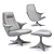 Elegant Kinesis Chair & Ottoman 3D model small image 3