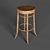 Rustic Wooden Bar Stool 3D model small image 1