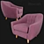 Elegant Claudia Fabric Armchair 3D model small image 1