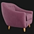 Elegant Claudia Fabric Armchair 3D model small image 2