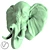 Elephant Head Plaster Sculpture 3D model small image 1