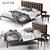 Boheme Oak Bed with Leather Upholstery 3D model small image 1