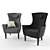 Stylish Stockholm High-Back Armchair 3D model small image 1