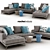 Contemporary Sofa in Brown Tones 3D model small image 1