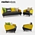 Modern Aries Sofa & Armchair Set 3D model small image 1