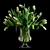 Realistic Green Parrot Tulips - Glass Vase & Water Decoration 3D model small image 1