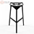 Sleek Aluminum Stool 3D model small image 1