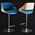 Swivel Teal Blue Velvet Bar Stool 3D model small image 1