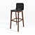 Elegant Walnut Leather Bar Stool 3D model small image 1