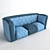 Cozy Blue Sofa 3D model small image 1