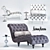Battista Chaise with Acrylic Side Table 3D model small image 1