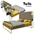 Twils Frame Bed: Metal, Wood, Fabric Finish 3D model small image 1