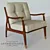 Haverhill Chair: Linen Upholstered, Birch Frame 3D model small image 1