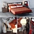 Sleek Tadao Double Bed Set 3D model small image 1