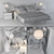 Sleek Tadao Double Bed Set 3D model small image 3