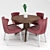 Modern Wood Chairs and Stylish Table Set 3D model small image 1