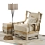 Coastal Chic Armchair & Ottoman 3D model small image 2