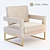 Luxury Tan Beige Velvet Chair 3D model small image 1