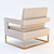 Luxury Tan Beige Velvet Chair 3D model small image 2