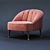 Elegant Old Rose Velvet Accent Chair 3D model small image 2