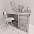 Vintage Industrial Desk & Chair Set 3D model small image 3