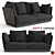 Contemporary 2 Seater Fabric Sofa 3D model small image 1