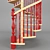 Wooden Spiral Staircase 3D Model 3D model small image 2