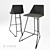 Modern Leather Bar Stool 3D model small image 1