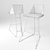 Modern Leather Bar Stool 3D model small image 2