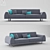 Modern PORTLAND 3-Seater Sofa 3D model small image 1