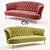 Velvet Diana Sofa: Elegant Beechwood & Brass Legs 3D model small image 1