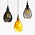 1-Light Antique Brass Pendant with Dimpled Glass Shade 3D model small image 1