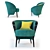 Elegant Emerald Armchair 3D model small image 2