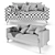 Modern Grey 3-Seater Sofa 3D model small image 3