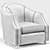 Camel Velvet Round Seamed Armchair 3D model small image 3