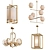 Vintage Brass Chandelier Set 3D model small image 1
