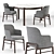 Sleek Flexform Gustav Table & Leda Chair 3D model small image 1