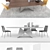 Modern Furniture Set: Gemini Table, Nirvana Chair, and Doride Madia 3D model small image 2