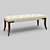 Elegant Mahogany Bancette with Cream Velvet Upholstery 3D model small image 2