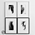 Monochrome Leaves: Set of 4 Framed Pictures (Black/White) 3D model small image 1