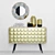 Elegant Mango Wood Dresser with Gold Metal Accents 3D model small image 1