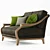 Vintage-style Altavilla Marlon Loveseat & Armchair: Brown Velvet & Oak Structure 3D model small image 2